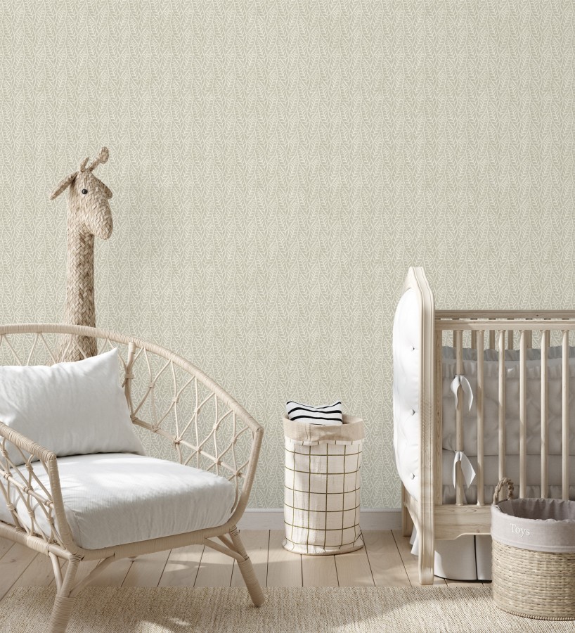 Papel pintado de hojas tono taupe entrelazadas estilo cottage country  Kigali Leaves 684324