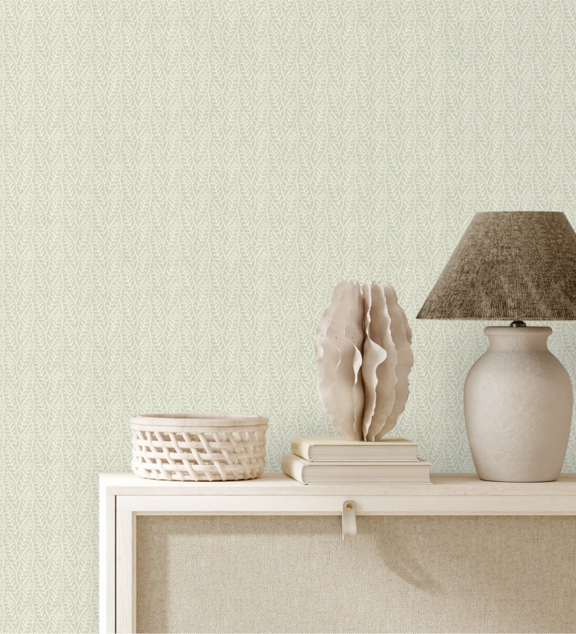 Papel pintado de hojas verde entrelazadas estilo cottage country  Kigali Leaves 684325