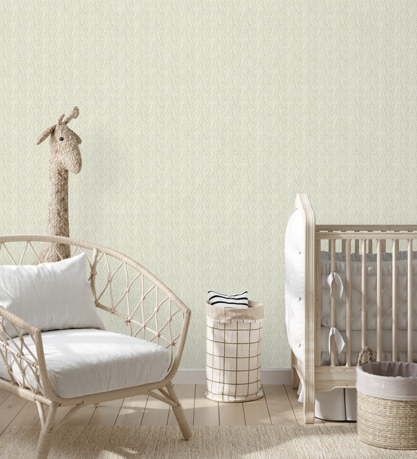 Papel pintado de hojas verde entrelazadas estilo cottage country  Kigali Leaves 684325