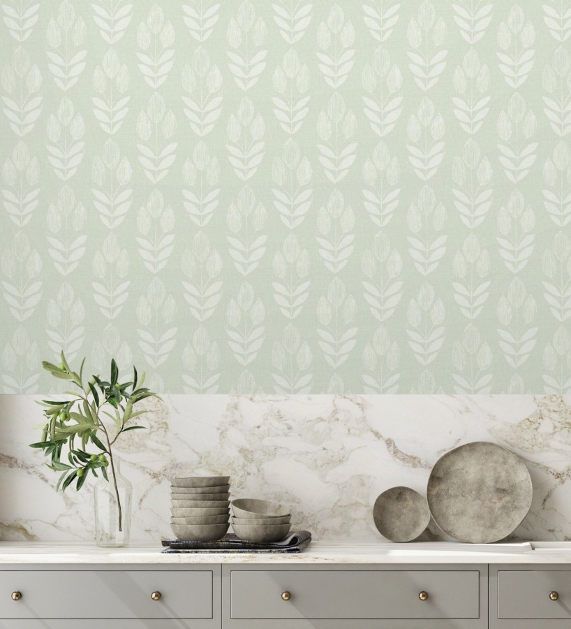 Papel pintado tulipanes textura lino y estilo provenzal  Early Tulipbud 684328