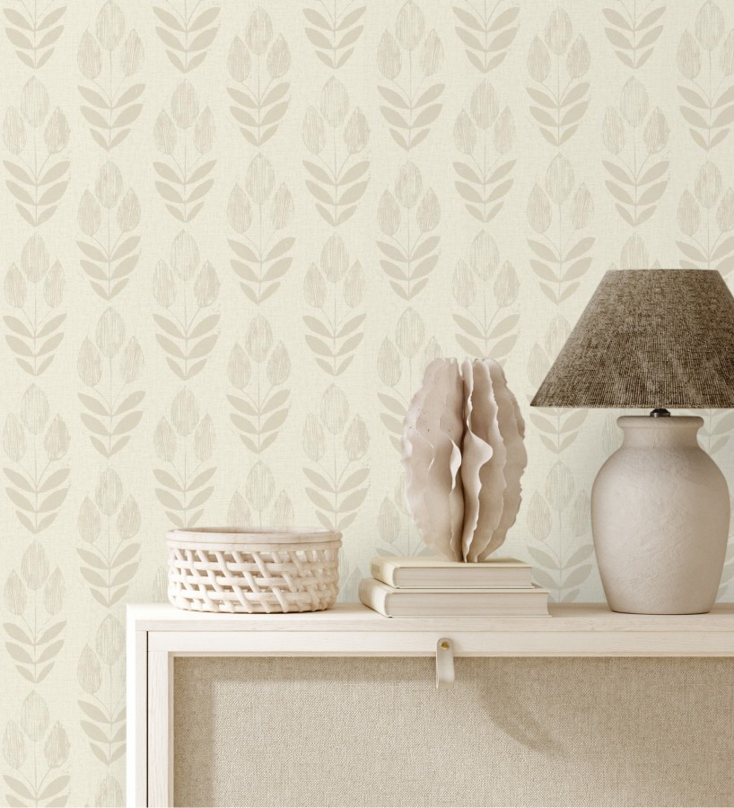 Papel pintado tulipanes textura lino y estilo provenzal  Early Tulipbud 684329