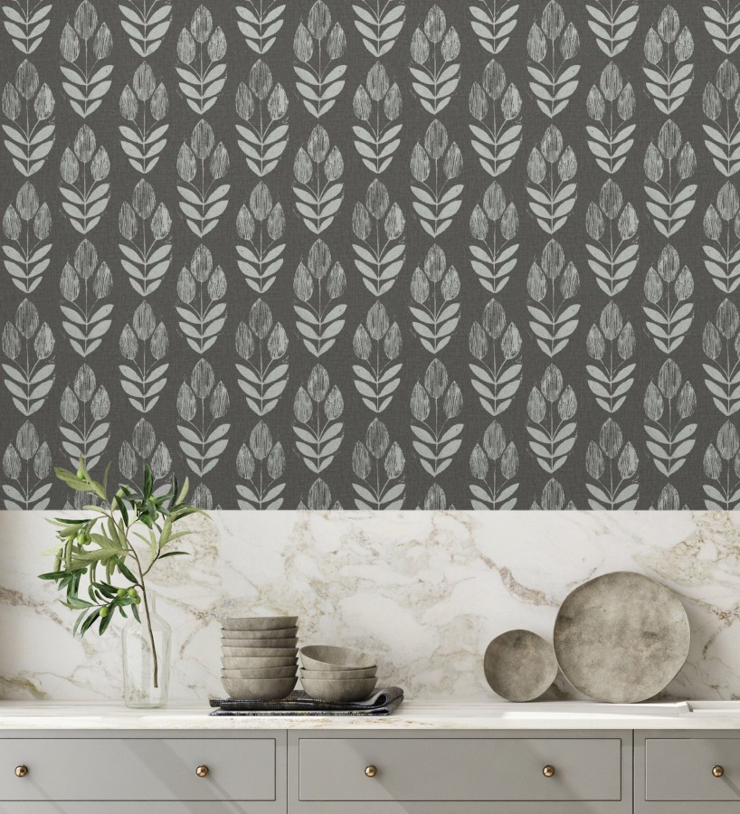 Papel pintado tulipanes textura lino y estilo provenzal  Early Tulipbud 684330