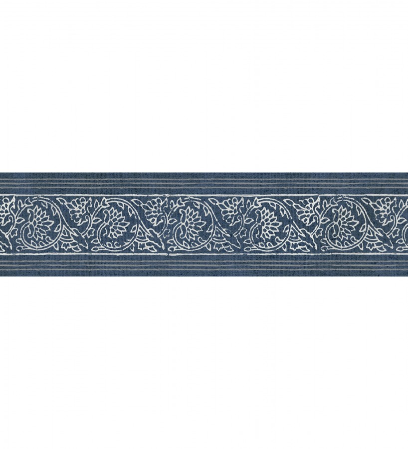 Cenefa de papel pintado diseño floral azul estilo cottage country  Primrose Lacework 684333