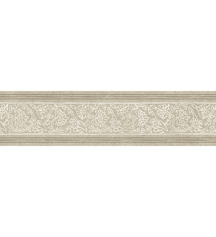 Cenefa de papel pintado diseño floral beige estilo cottage country  Primrose Lacework 684334