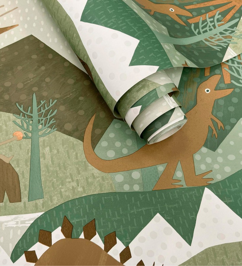 Papel pintado aventura prehistórica de dinosaurios y mamuts  Pangea Primitive 684342