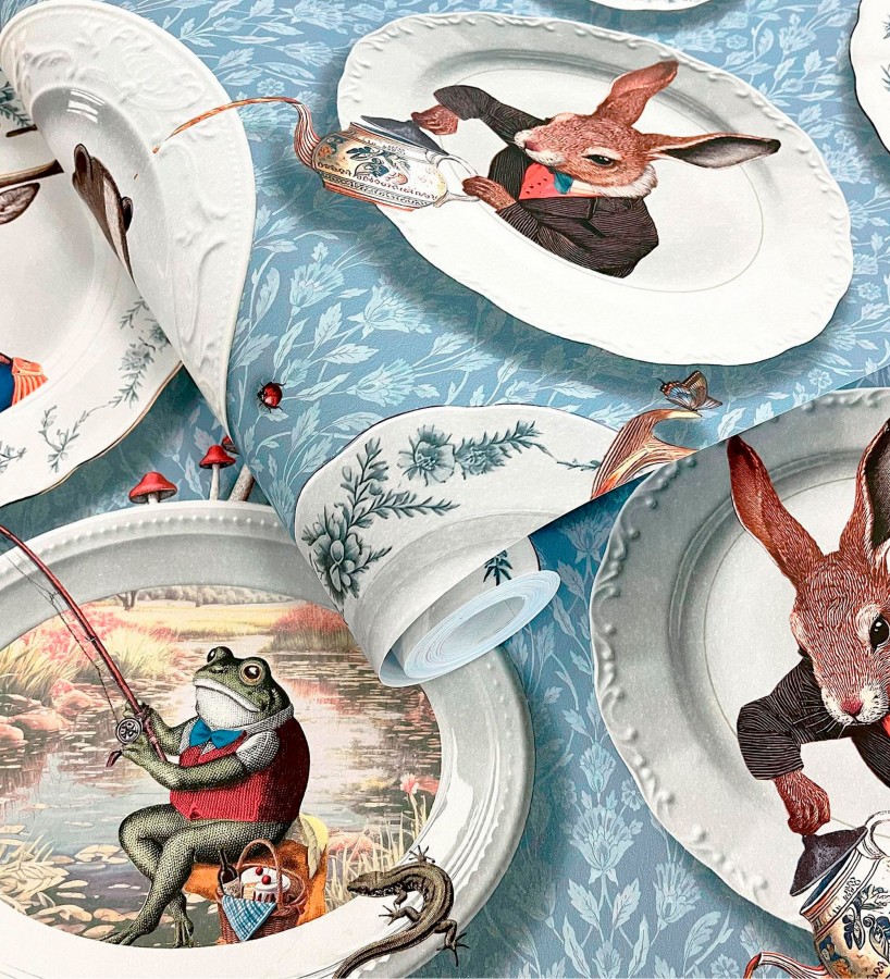 Papel pintado platos porcelana con retrato de animales coloniales  Buckingham Fancy 684353