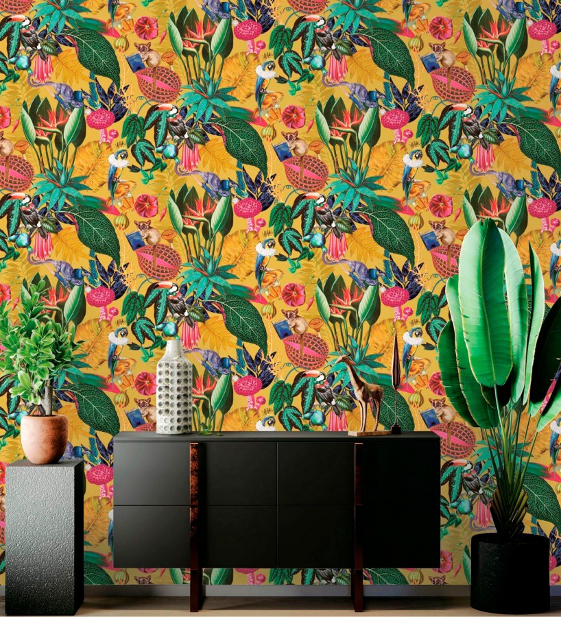 Papel pintado fauna victoriana en paraíso tropical  Wallace Exotic 684357