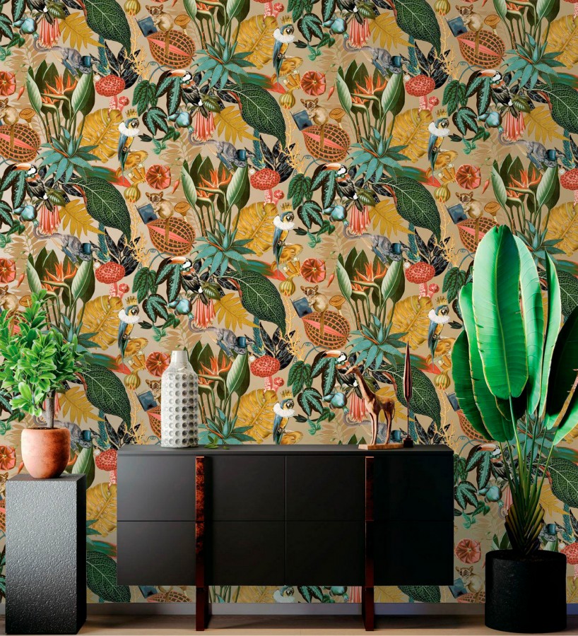 Papel pintado fauna victoriana en paraíso tropical  Wallace Exotic 684358