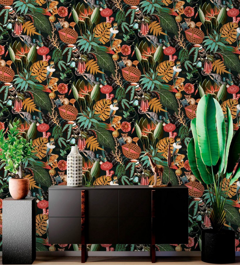 Papel pintado fauna victoriana en paraíso tropical  Wallace Exotic 684359