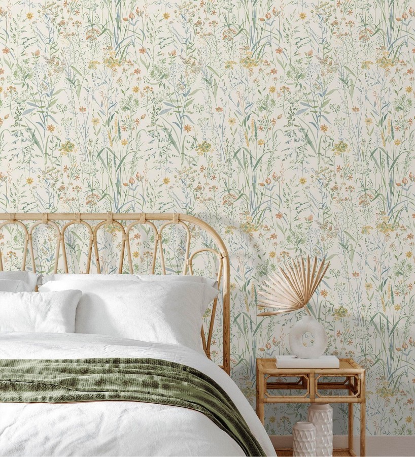 Papel pintado flores silvestres y espigas de campo  Sussex Breezy 684360