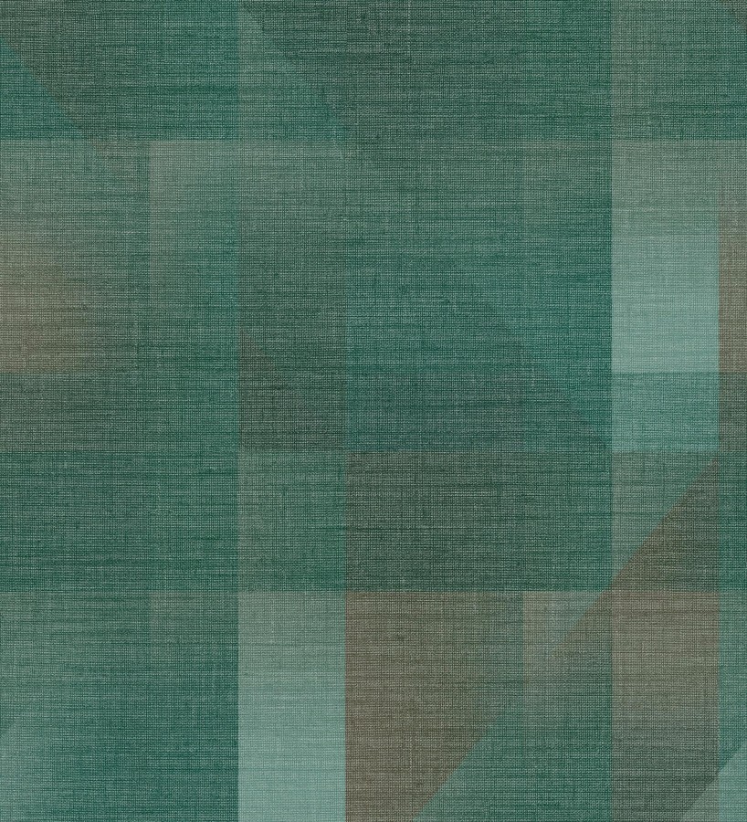 Papel pintado geometría de lino en tonos marrones y verde  Eindhoven Overlay 684362