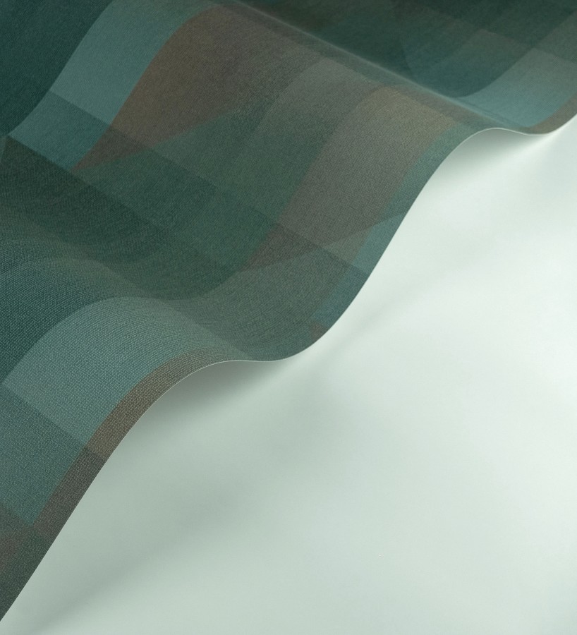 Papel pintado geometría de lino en tonos marrones y verde  Eindhoven Overlay 684362