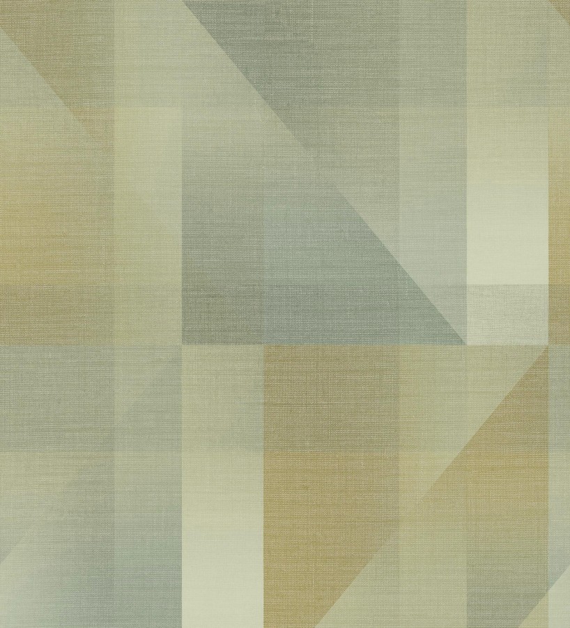 Papel pintado geometría de lino en tonos verde salvia y ocre  Eindhoven Overlay 684363