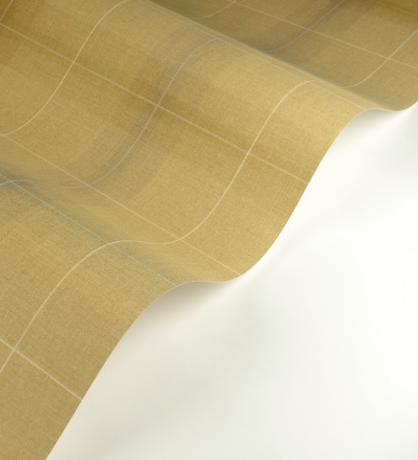 Papel pintado cuadros escoceses tartan fondo amarillo mostaza  Nottingham Expansive 684371