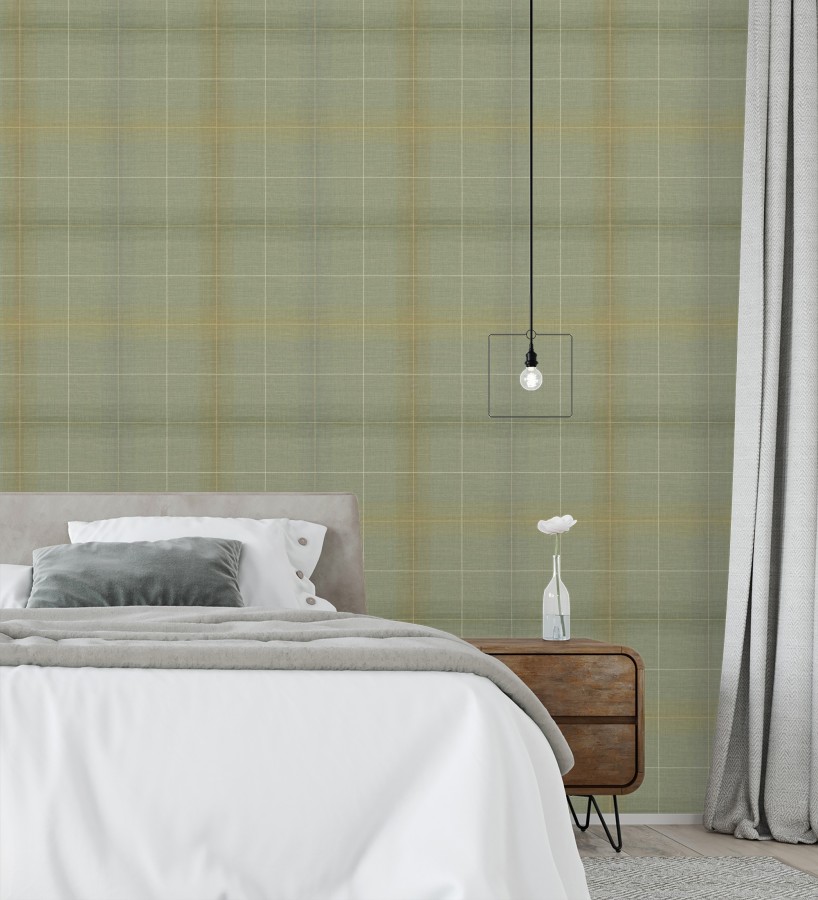 Papel pintado cuadros escoceses tartan fondo verdes salvia  Nottingham Expansive 684372