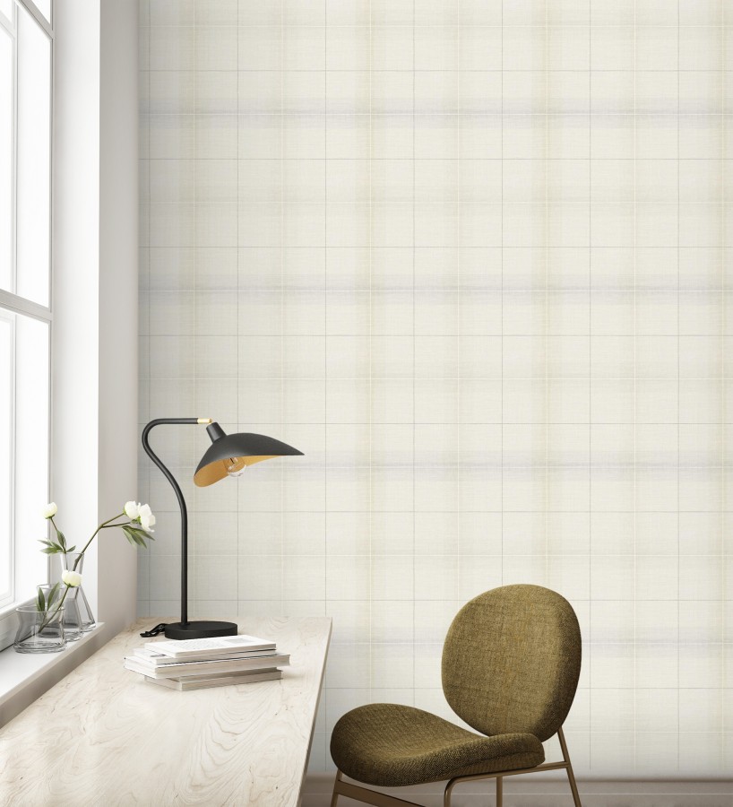 Papel pintado cuadros escoceses tartan fondo blanco roto  Nottingham Expansive 684373