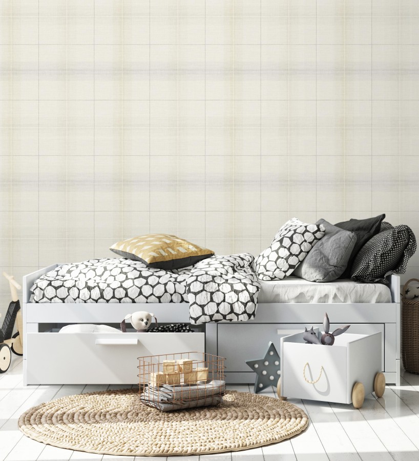 Papel pintado cuadros escoceses tartan fondo blanco roto  Nottingham Expansive 684373