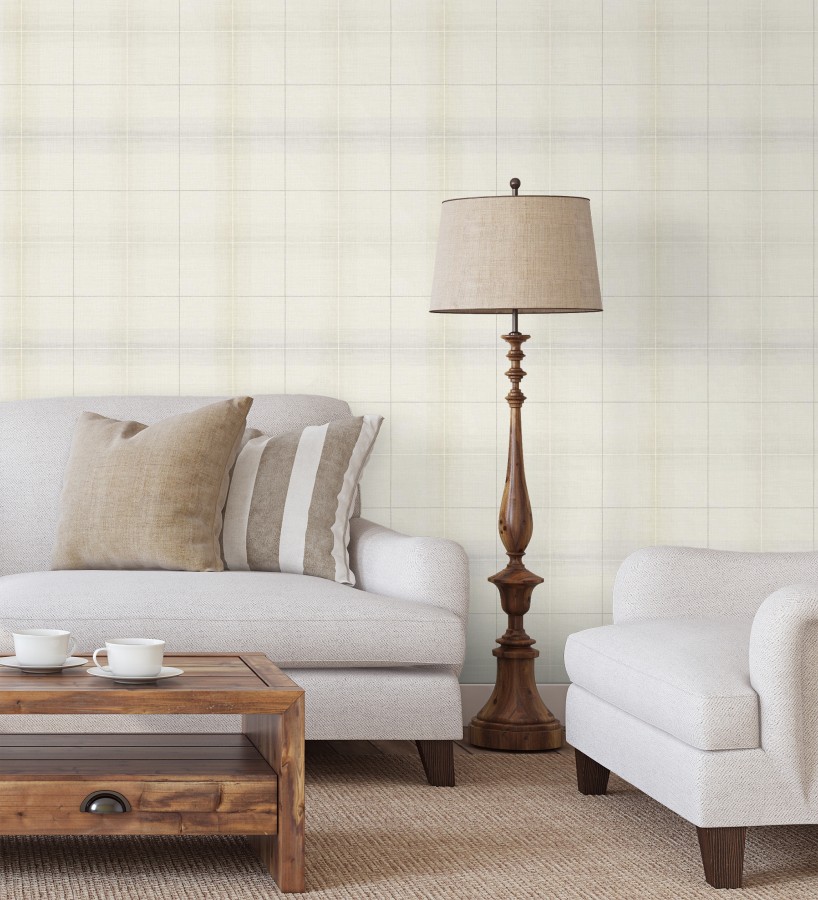 Papel pintado cuadros escoceses tartan fondo blanco roto  Nottingham Expansive 684373