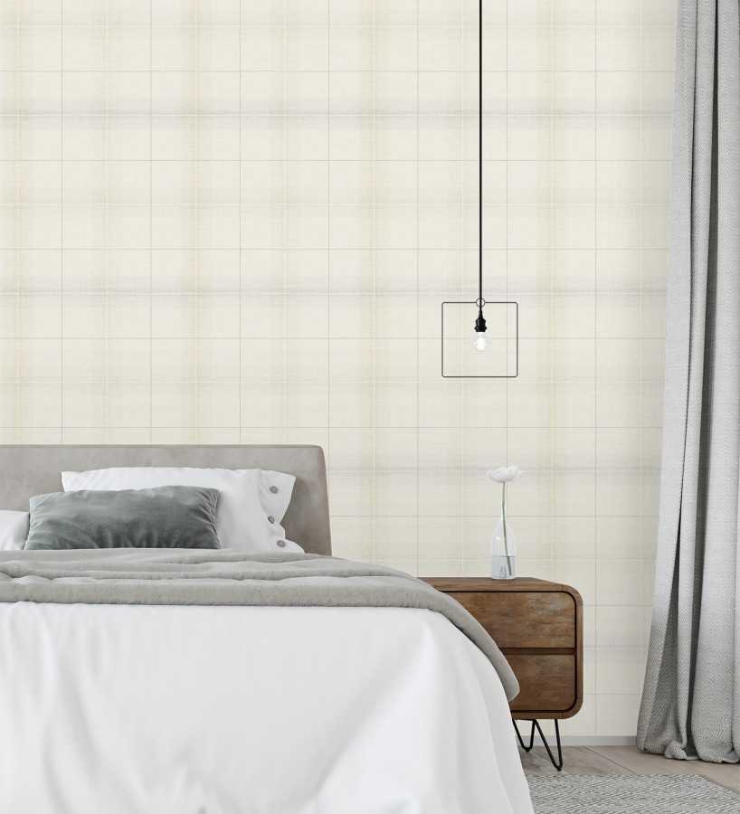 Papel pintado cuadros escoceses tartan fondo blanco roto  Nottingham Expansive 684373