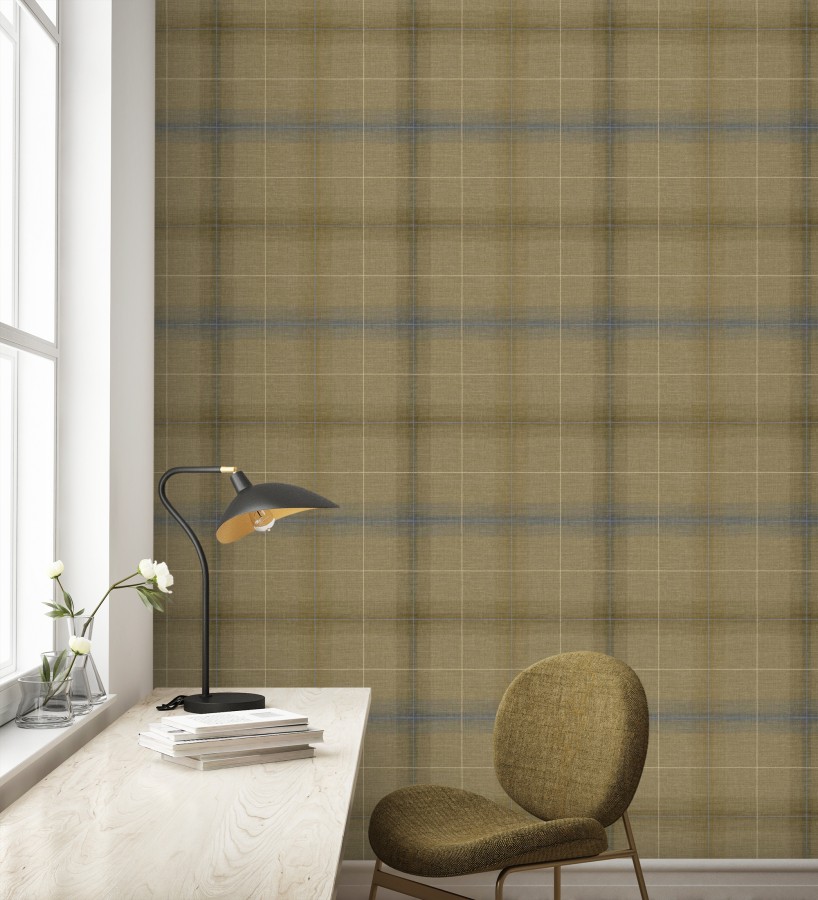 Papel pintado cuadros escoceses tartan fondo marrón camel  Nottingham Expansive 684374