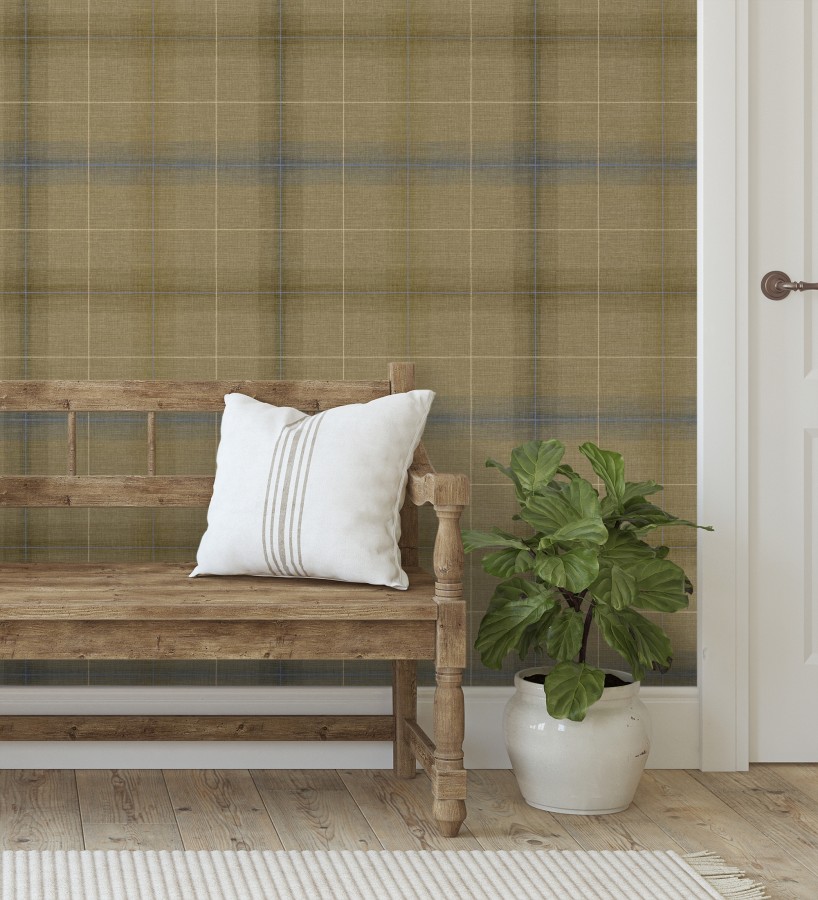Papel pintado cuadros escoceses tartan fondo marrón camel  Nottingham Expansive 684374