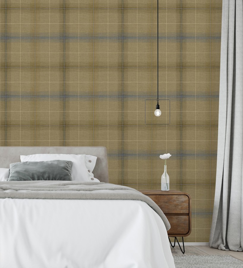 Papel pintado cuadros escoceses tartan fondo marrón camel  Nottingham Expansive 684374