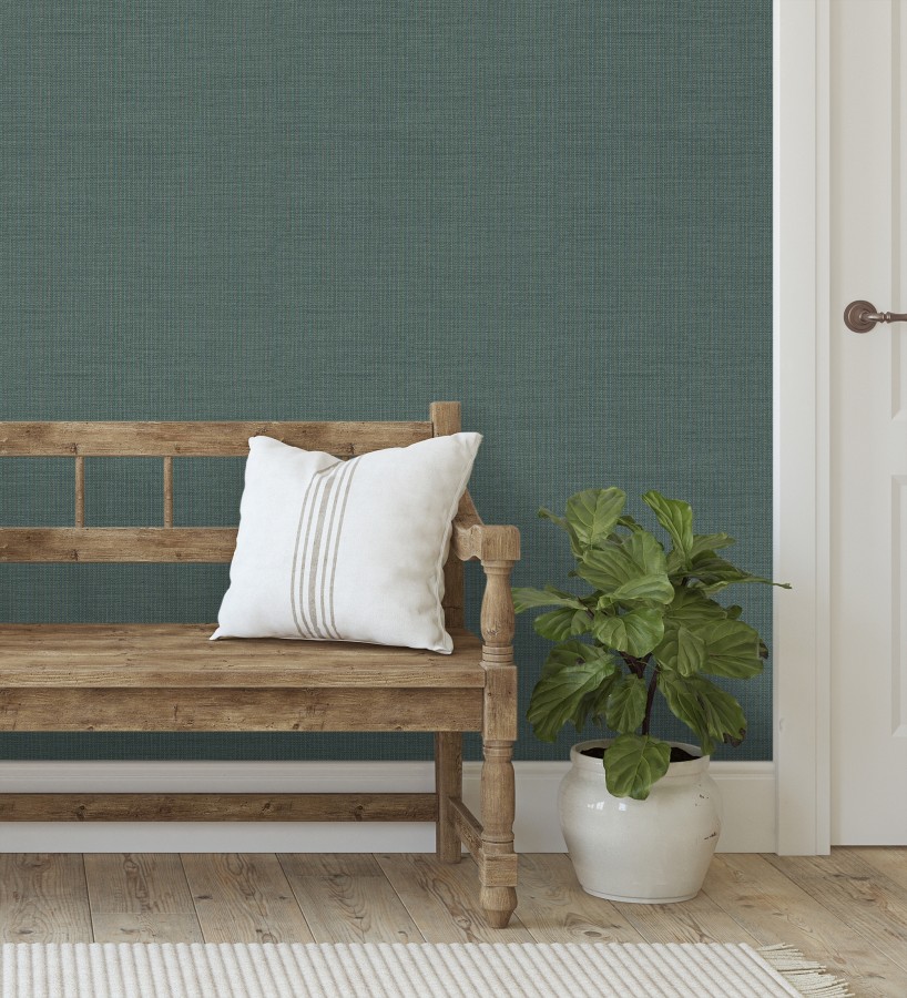 Papel pintado textil con diseño de espigas color turquesa  Houston Plaited 684376