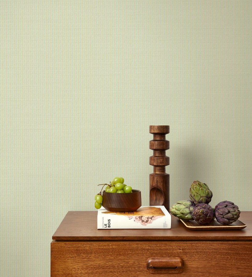 Papel pintado textil con diseño de espigas color verde pistacho claro  Houston Plaited 684378