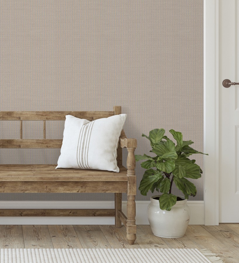 Papel pintado textil con diseño de espigas color marrón ciruela  Houston Plaited 684379