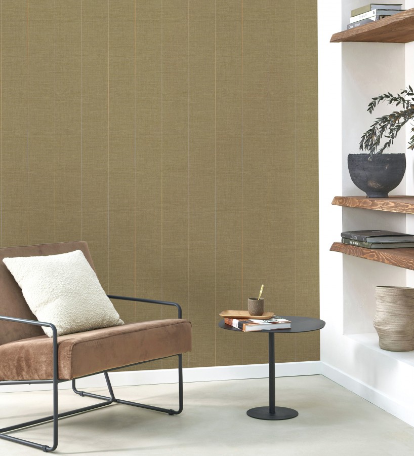Papel pintado de rayas finas sobre lino tintado en blanco roto  Turia Striated 684381