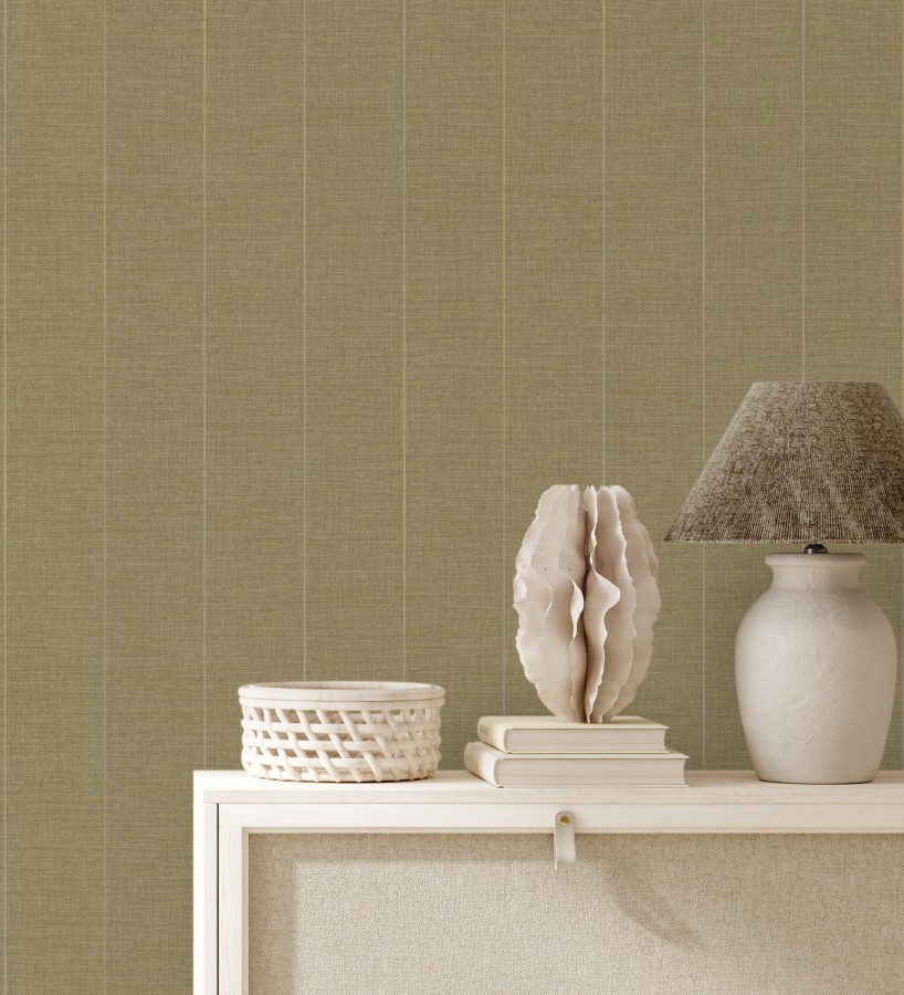 Papel pintado de rayas finas sobre lino tintado en blanco roto  Turia Striated 684381