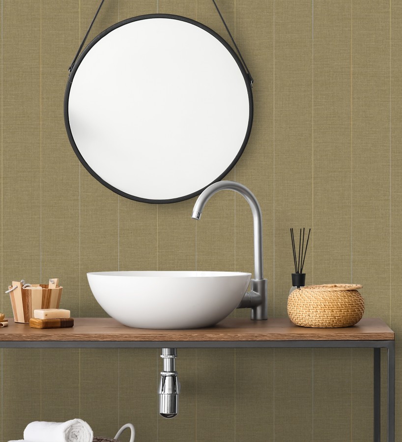 Papel pintado de rayas finas sobre lino tintado en blanco roto  Turia Striated 684381