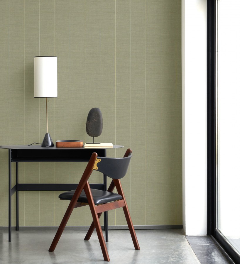 Papel pintado de rayas finas sobre lino tintado en blanco roto  Turia Striated 684382