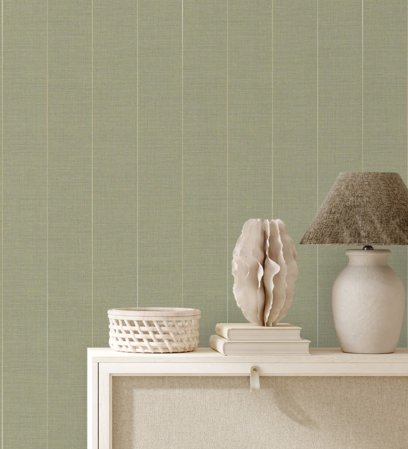 Papel pintado de rayas finas sobre lino tintado en blanco roto  Turia Striated 684382