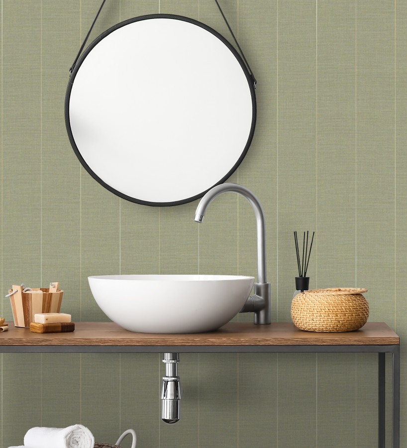 Papel pintado de rayas finas sobre lino tintado en blanco roto  Turia Striated 684382