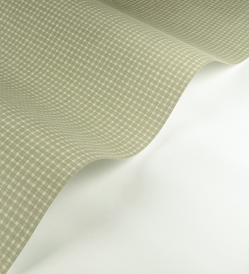 Papel pintado tejido de microcuadros tonos verde tenue  Lozoya Crossed 684383