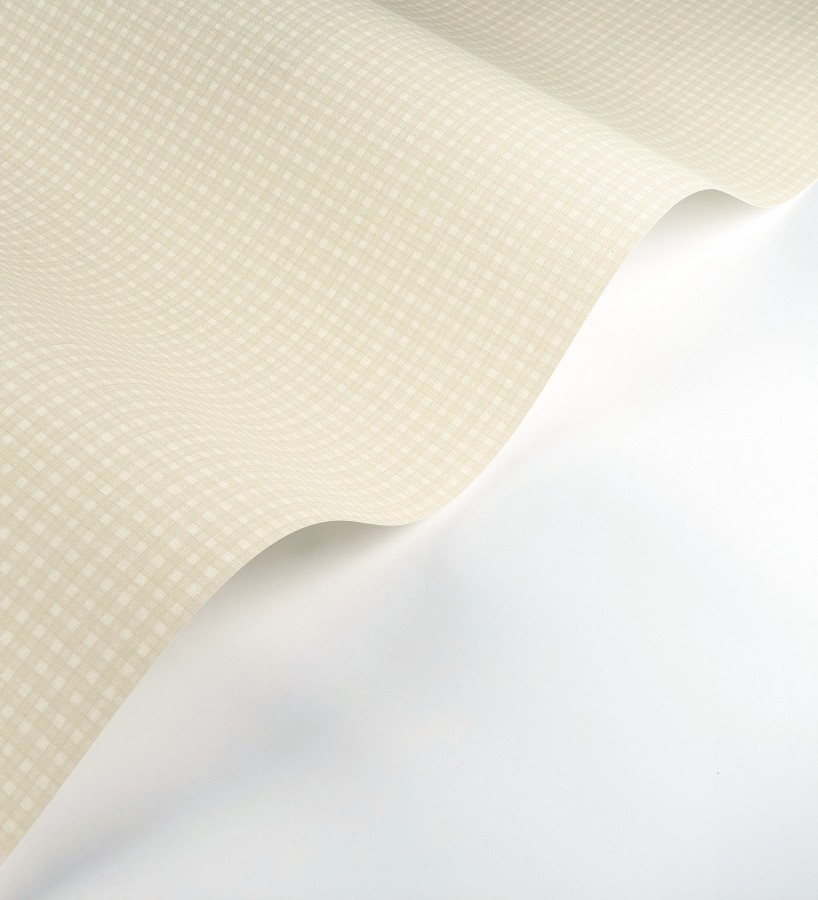 Papel pintado tejido de microcuadros tonos beige y arena  Lozoya Crossed 684385