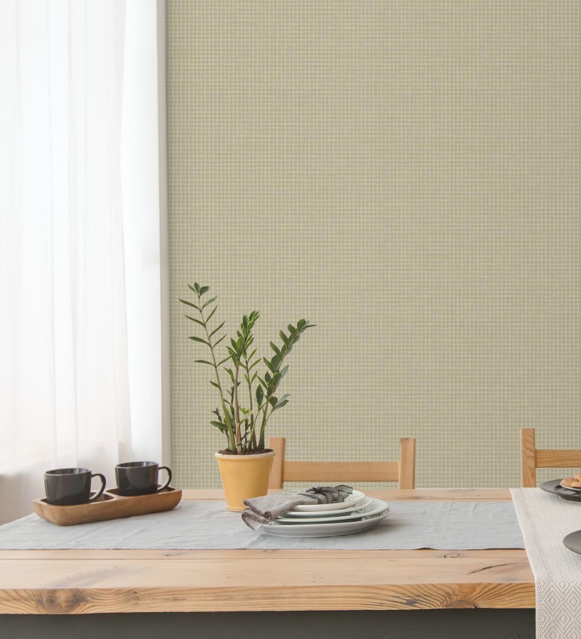 Papel pintado tejido de microcuadros tonos beige grisáceos  Lozoya Crossed 684387