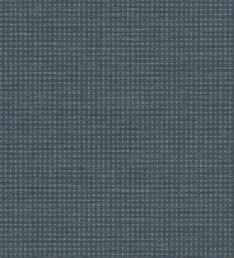 Papel pintado tejido de microcuadros tonos azul oscuro  Turia Striated 684388