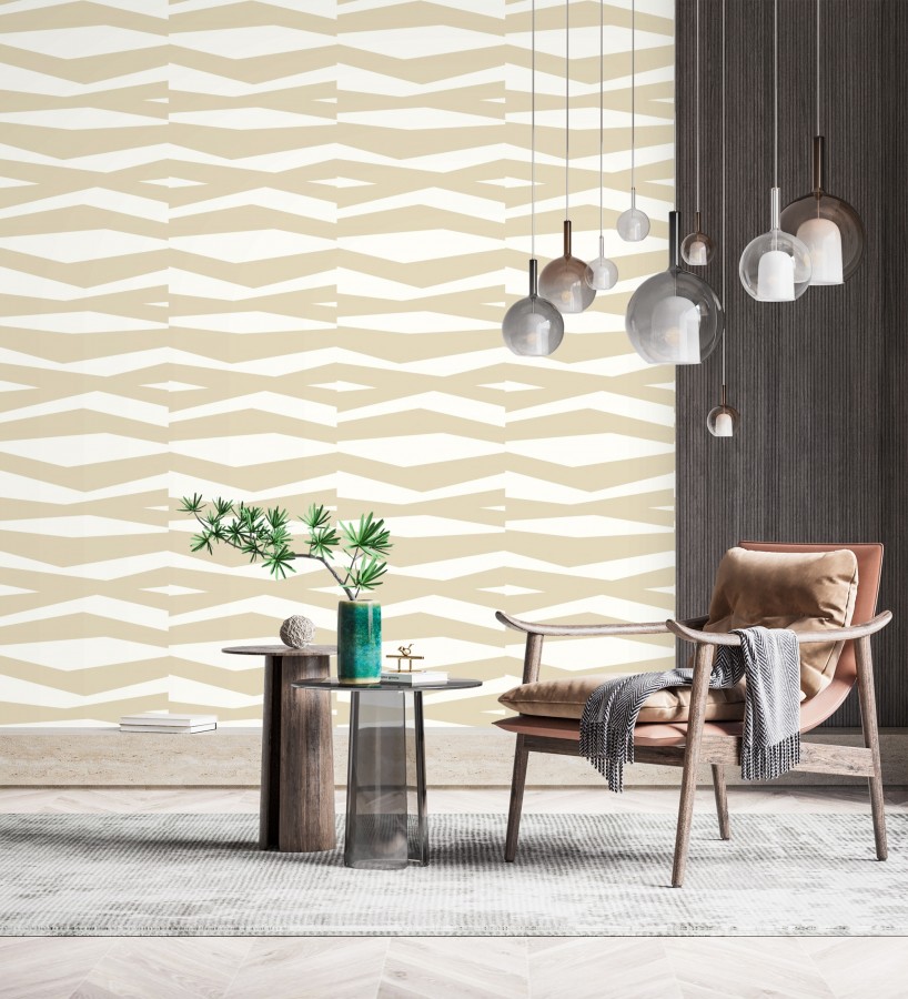 Papel pintado abstracción lineal en relieve arenoso tono beige  Ibiza Intertwined 684392