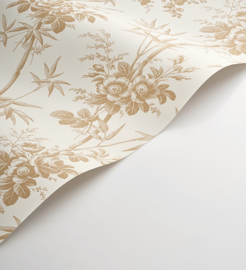 Papel pintado flores románticas provenzales fondo beige  Lucien Refined 684409