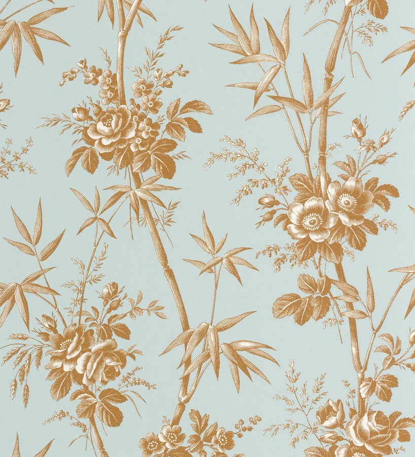 Papel pintado flores románticas provenzales fondo aguamarina  Lucien Refined 684410
