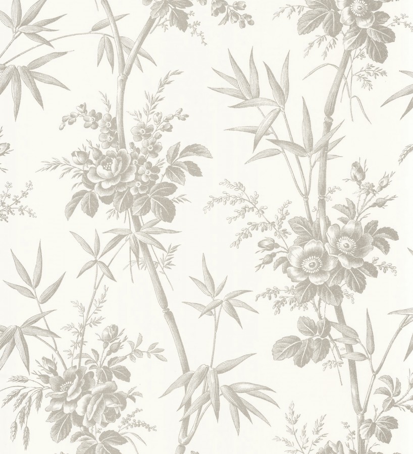Papel pintado flores románticas provenzales fondo blanco roto  Lucien Refined 684412