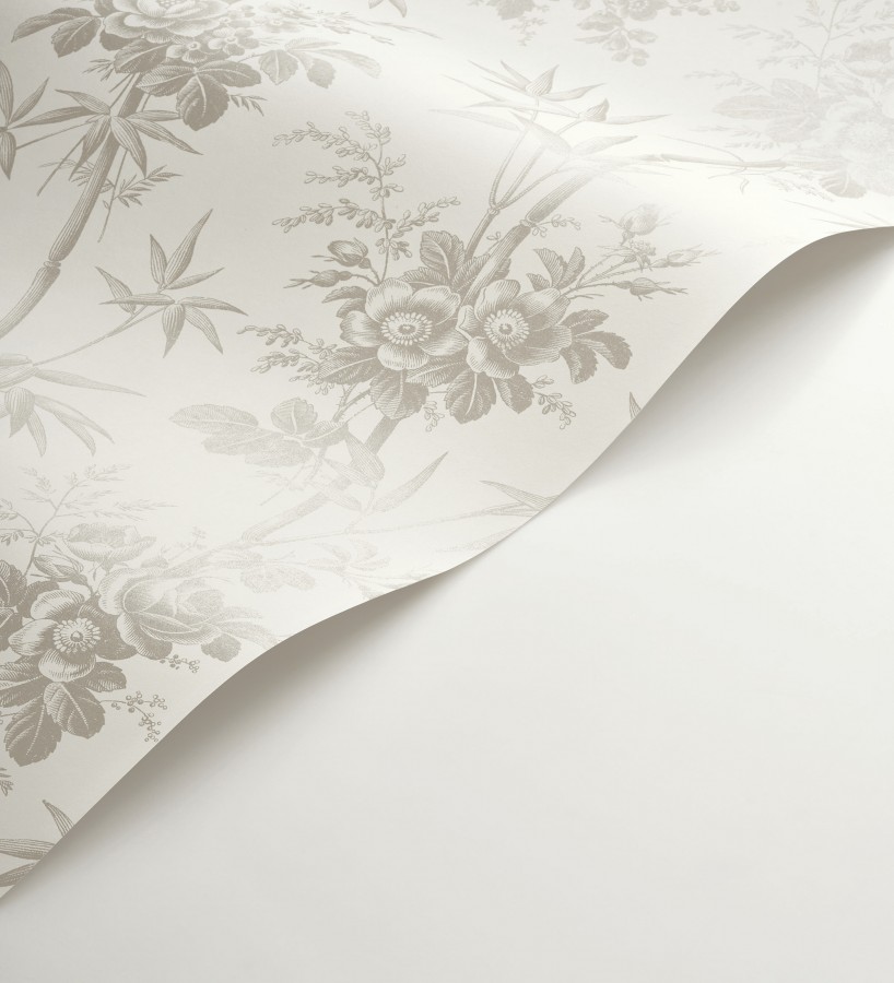 Papel pintado flores románticas provenzales fondo blanco roto  Lucien Refined 684412