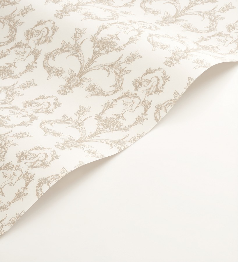 Papel pintado damasco de querubines fondo blanco roto  Cupid Arcadian 684413