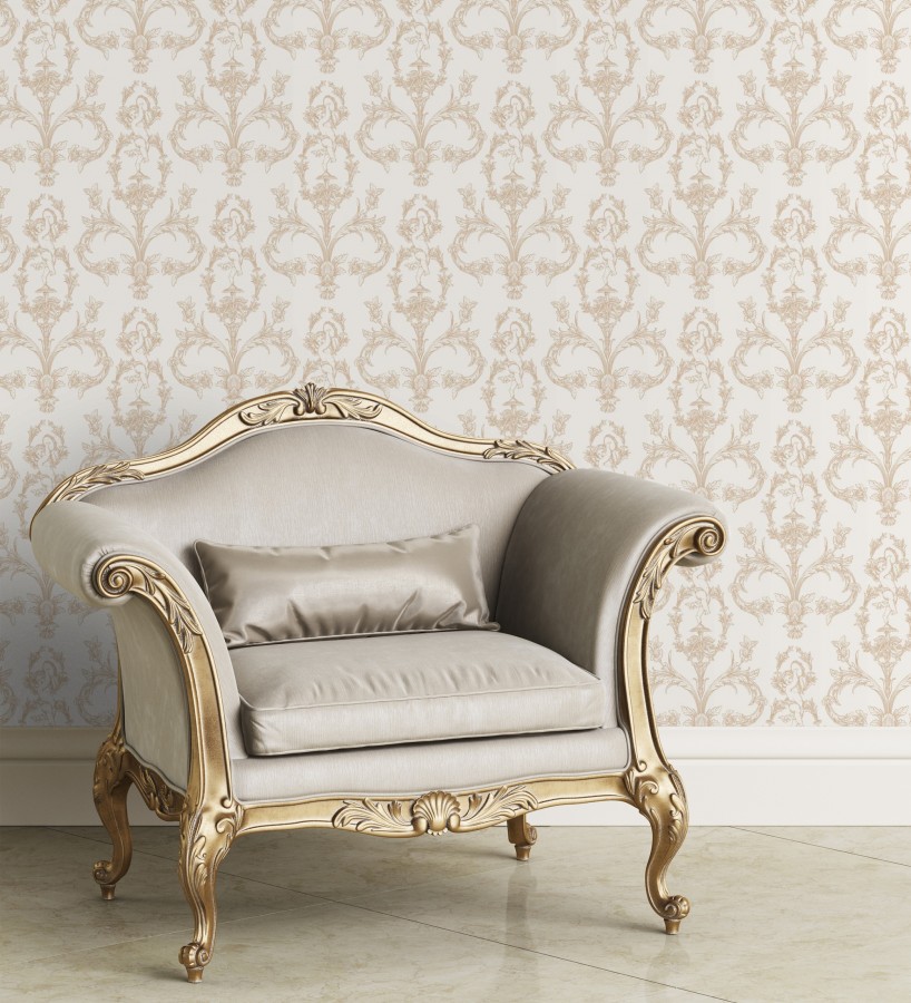 Papel pintado damasco de querubines fondo blanco roto  Cupid Arcadian 684413