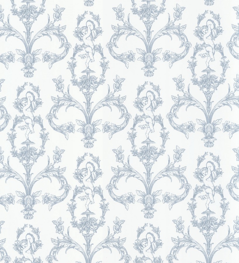 Papel pintado damasco de querubines fondo azul real  Cupid Arcadian 684415
