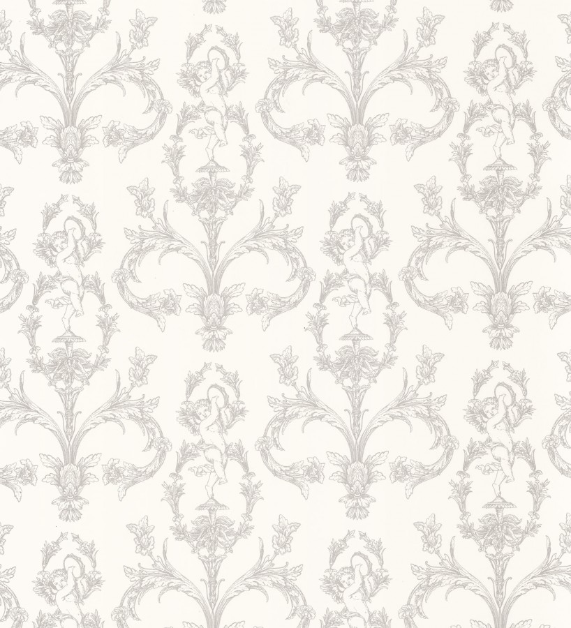 Papel pintado damasco de querubines fondo blanco roto  Cupid Arcadian 684417