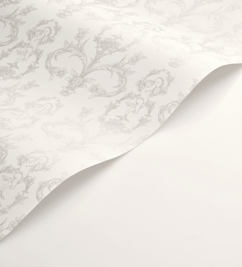 Papel pintado damasco de querubines fondo blanco roto  Cupid Arcadian 684417