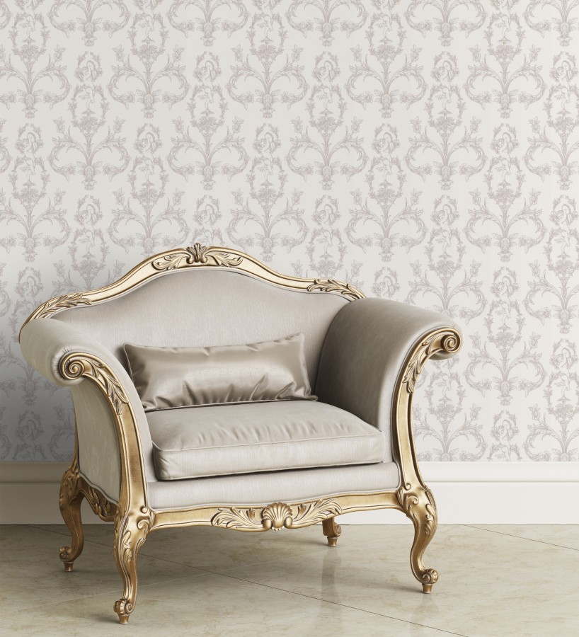 Papel pintado damasco de querubines fondo blanco roto  Cupid Arcadian 684417